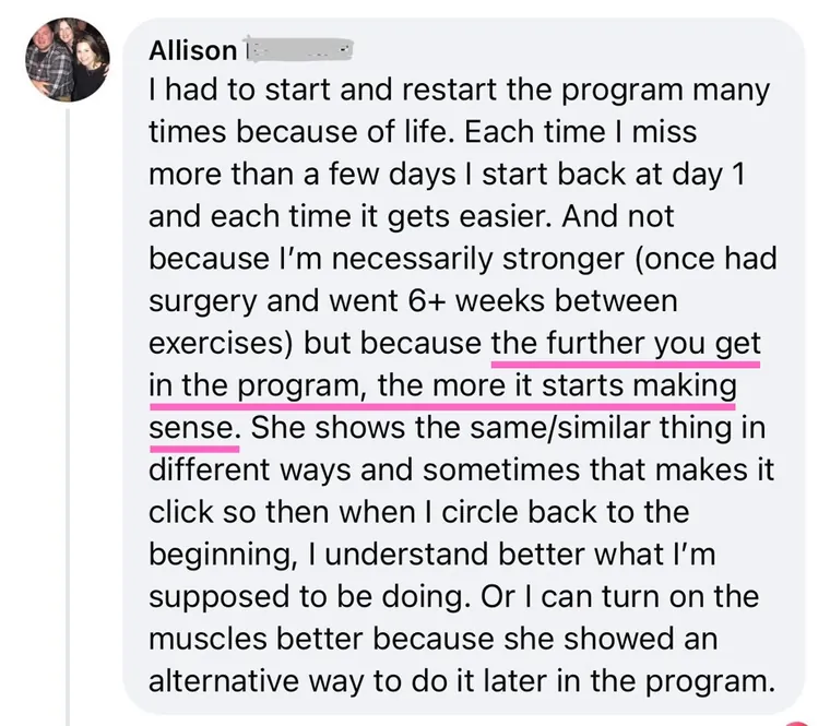 Message: the further you get in the program, the more it starts making sense. She shows the same thing in different ways.