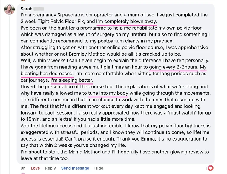 Message from Sarah about the Tight Pelvic Floor Fix