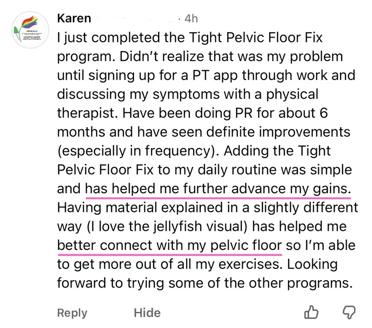 Message from Karen about the Tight Pelvic Floor Fix